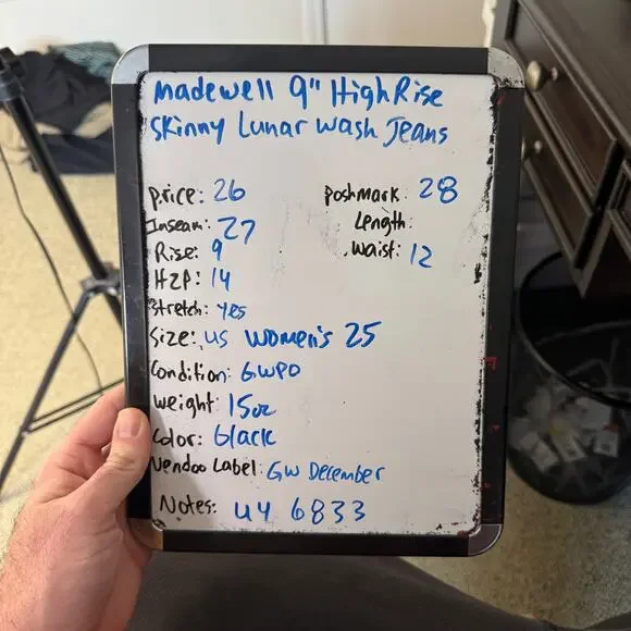 Madewell Black Jeans 9" High Rise Skinny Denim Lunar Wash US Womens 25 - Picture 8 of 8